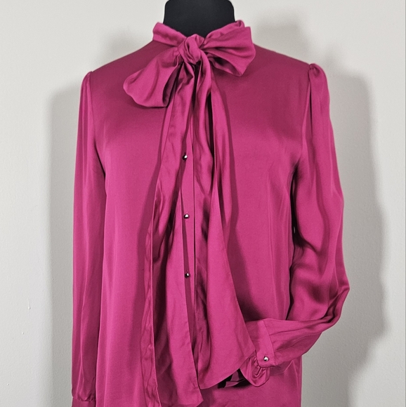 Claudie Pierlot Fuchsia Blouse Tie Neck 6 - Picture 1 of 7